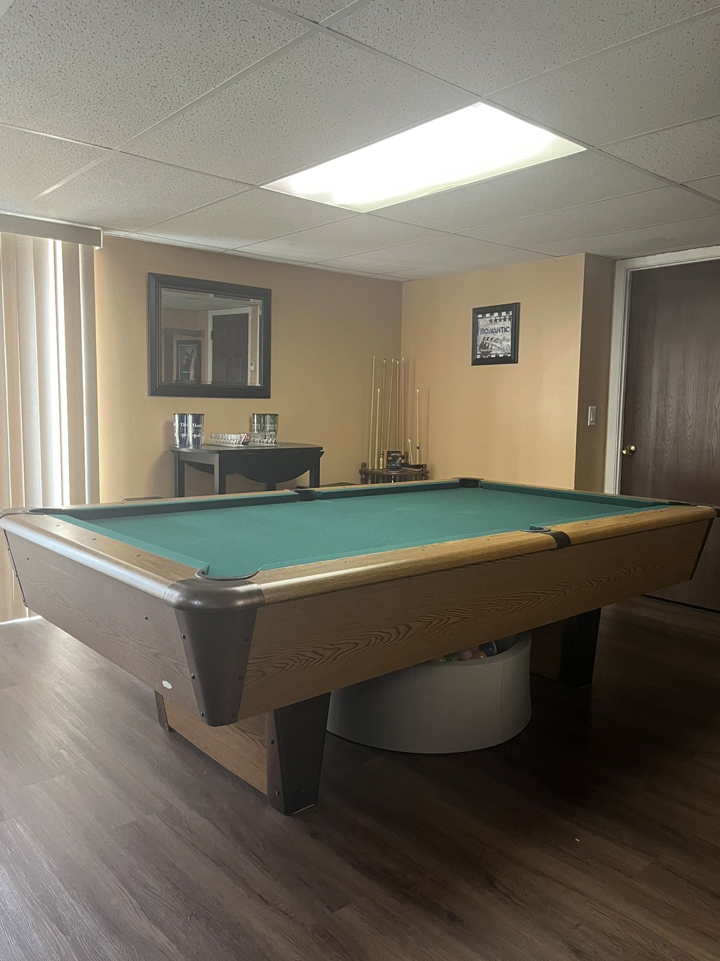 Full-Size Pool Table with Cue Stick Stand & Accessories