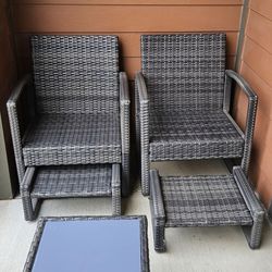 Outdoor Patio Set – 2 Chairs + 2 Ottomans + Table
