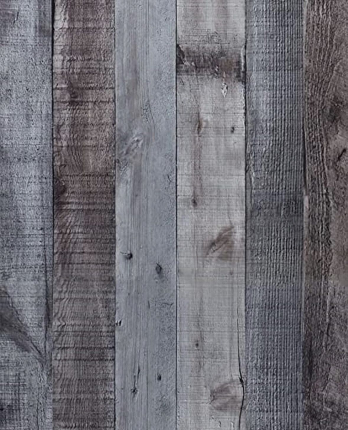 Wood Contact Paper Rustic Self-Adhesive Removable Peel & Stick Wallpaper 17.7" x 236" Grey Wood