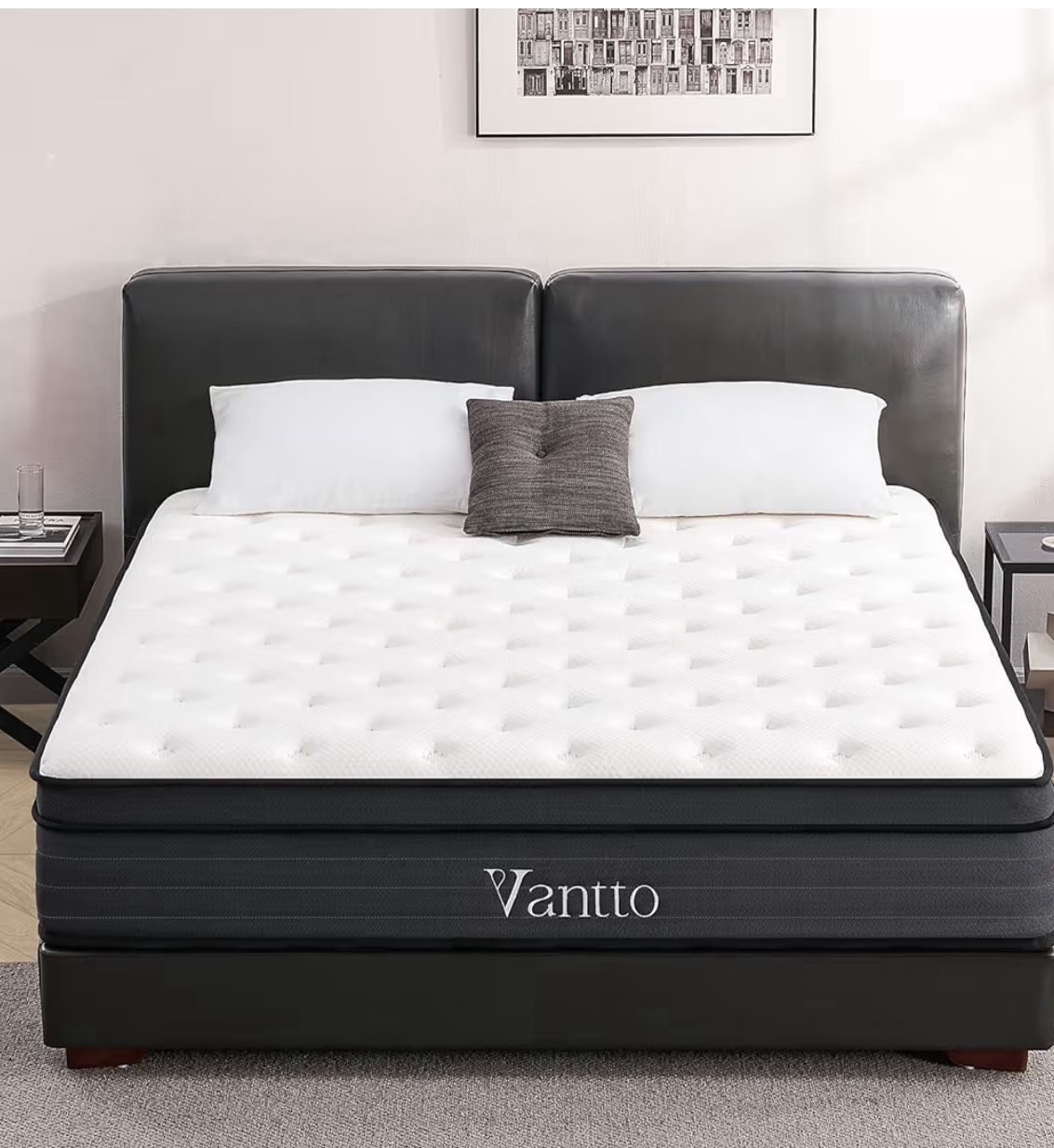 Vantto Full Size Mattress, 12 Inch Memory Foam Hybrid Mattress in a Box with Pocket Springs for Motion Isolation Pressure Relief