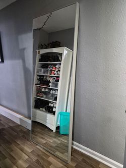 Full Length Floor Mirror Thin Silver Frame
