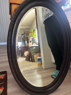 Large Oval Wall Mirror Dark Frame