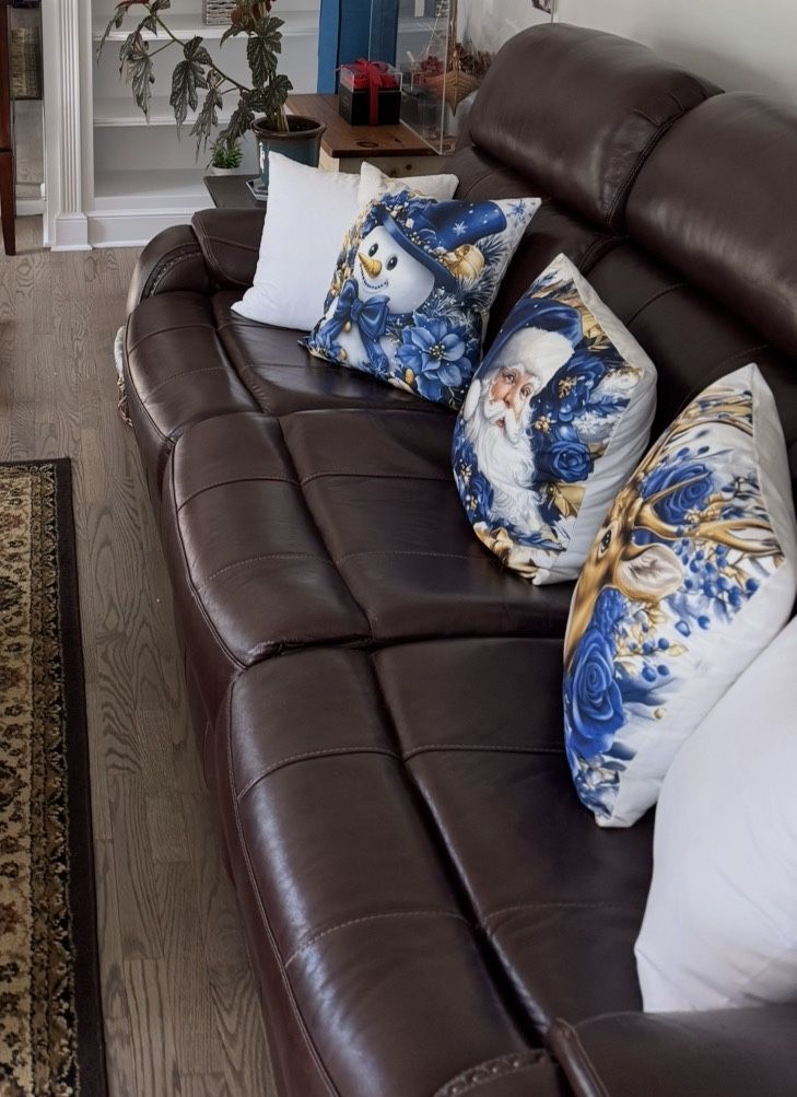 Brown Excellent Leather Reclining Couch With Studs