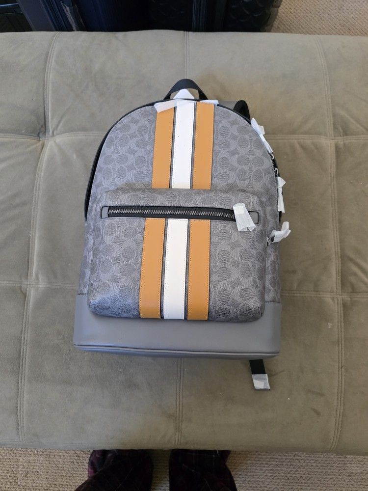 COACH West Backpack - In Signature Canvas With Varsity Stripe