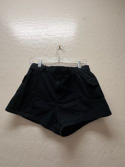 Black Cargo Shorts with Elastic Waist