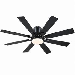 Kviflon 52 in Flush Mount Ceiling Fan with LED Light, App and Remote Control.