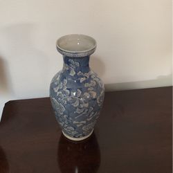 White and Bluish Flowered Vase