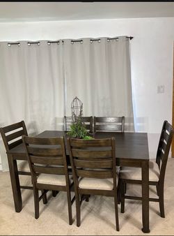 Modern Rustic Dining Table with 6 Chairs ASHLEY FURNITURE * Mesa Comedor y 6 Sillas