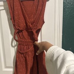 Goodnight Macaroon Rust Orange Eyelet Dress