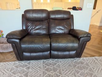 Dark Brown Leather Reclining Loveseat