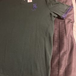 Polo Ralph Lauren Men's Big Pony Green And Blue Mesh Polo Shirt (XXL)