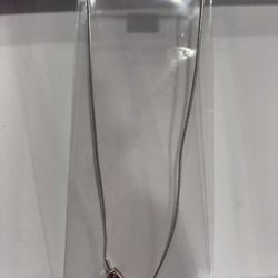  Pink Barrel Necklace with Heart Silver .925 Pandora Style 