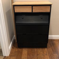 Refinished Solid Wood Desk With Fold Out Workspace