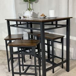 Rustic Industrial Breakfast Bar With Stools LIKE NEW!
