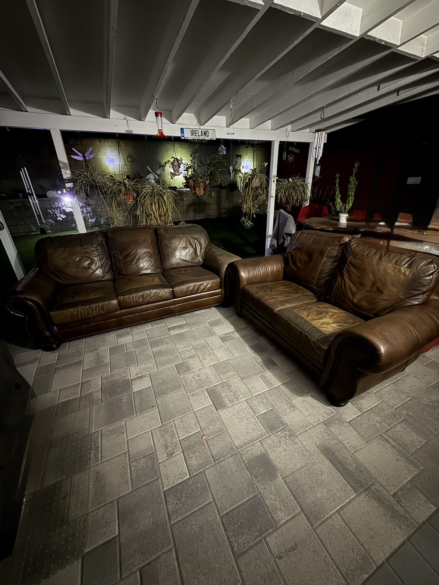 Bernhardt Leather Sofa & Loveseat 