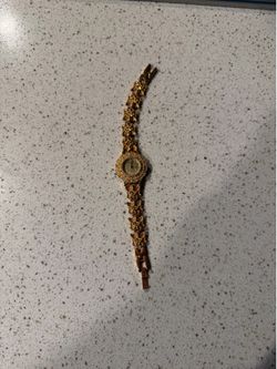 Vintage Ariel Quartz Gold Tone Angel Bracelet Watch