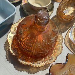 Vintage Carnival Glass butter dish