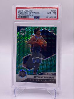 2020-21 Panini Mosaic Anthony Edwards #261 Green Mosaic Prizm Rookie PSA 8