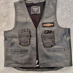 Harley Davidson, Leather Vest With Gloves