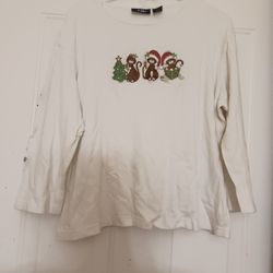 Christmas White Long-sleeved Women Shirt 