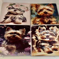 New Yorkshire Terrier, Ceramic, 4 X 4, Coasters.  So Cute! 