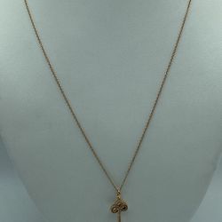 18kt Rose Gold And Diamond Tiffany Fleur De Lis Key Pendant And 18” Chain