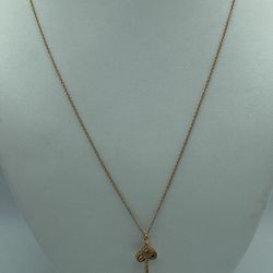 18kt Rose Gold And Diamond Tiffany Fleur De Lis Key Pendant And 18” Chain