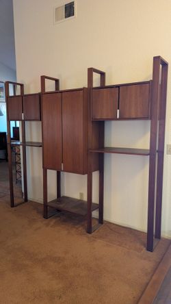 Vintage Mid Century Modern Walnut 3-Bay Wall Unit by Barzilay, c1960s
