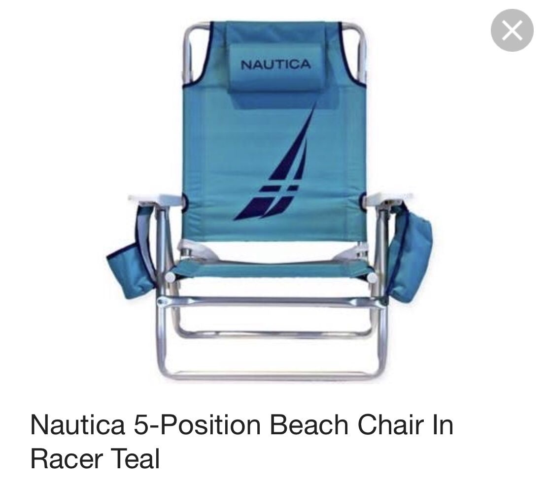 New Nautica 5 Position Beach Chair In Racer Teal For Sale In Hollywood New Nautica 5 Position Beach Chair In Racer Teal For Sale In Hollywood