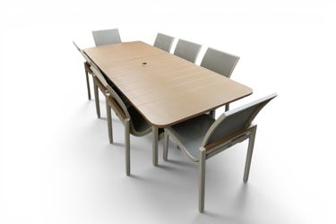Agio Morien 9-Piece Expanding Outdoor Dining Patio Table Set