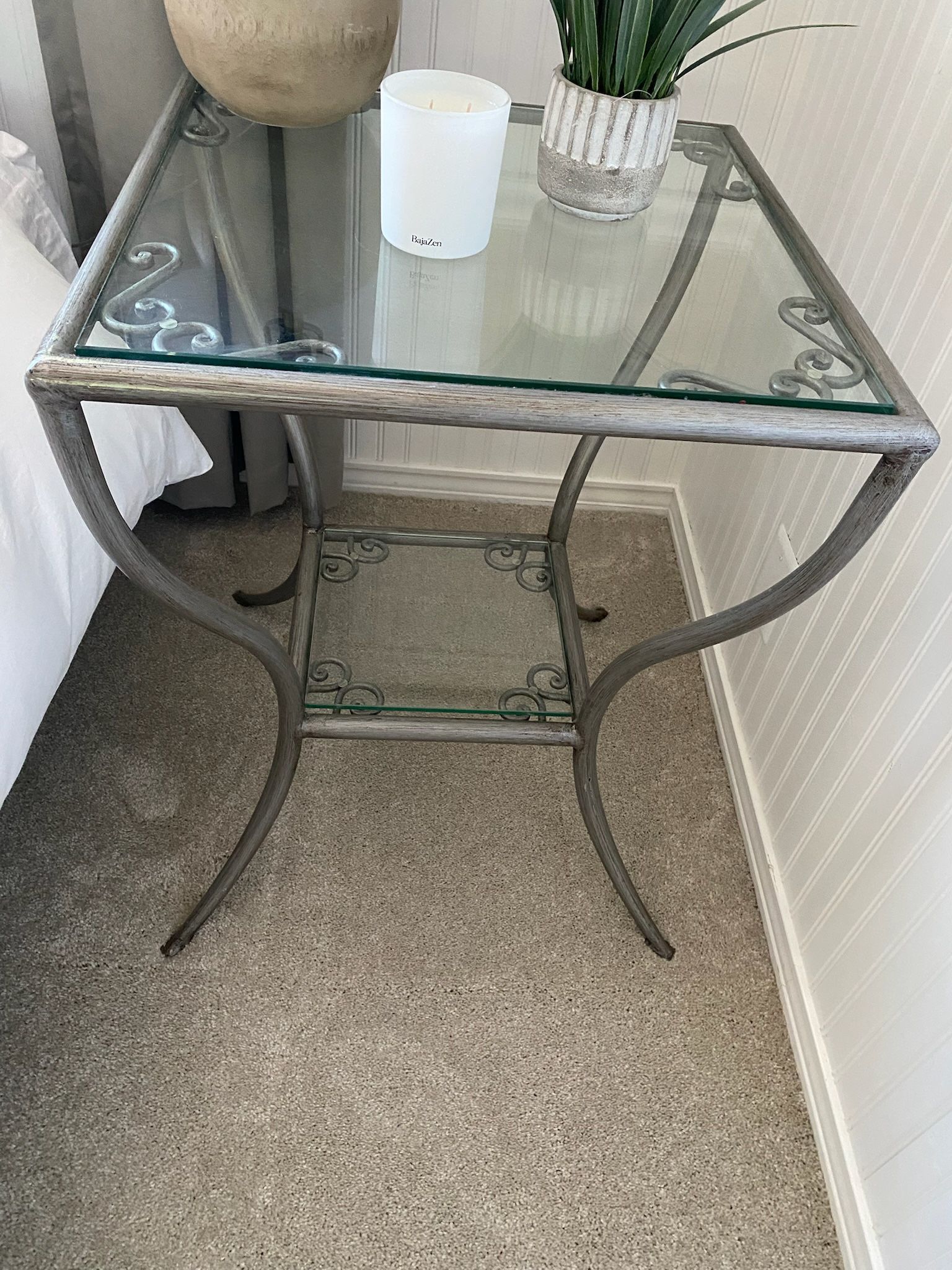 Glass and Metal Side table- 2 Tiers- excellent condition- $50