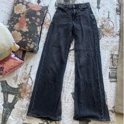 american eagle black wide leg jeans