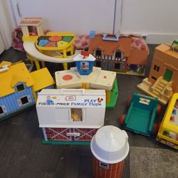Huge Vintage Little People Lot With Houses Cars Farm & More