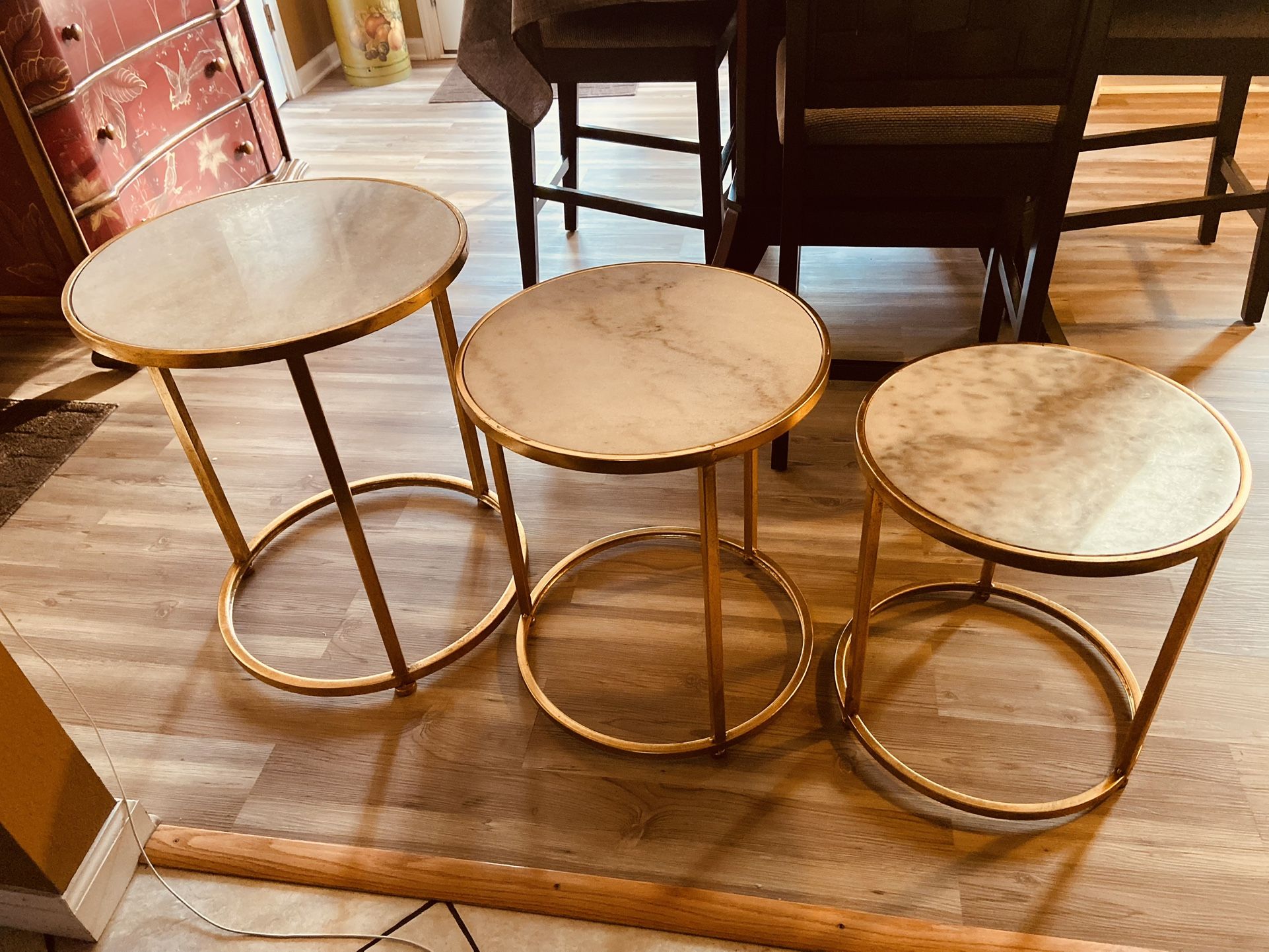 Set of 3 Marble Top Nesting Tables
