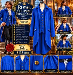 Men’s 4XL Royal Prince Colonial Costume Coat – NEW WITH TAGS