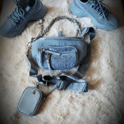 Light Baby Blue Bag And Shoes Set 