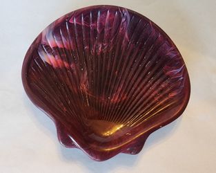 Vtg 80s Hard Plastic Marbled Burgundy Bathroom Décor-Soap Dish