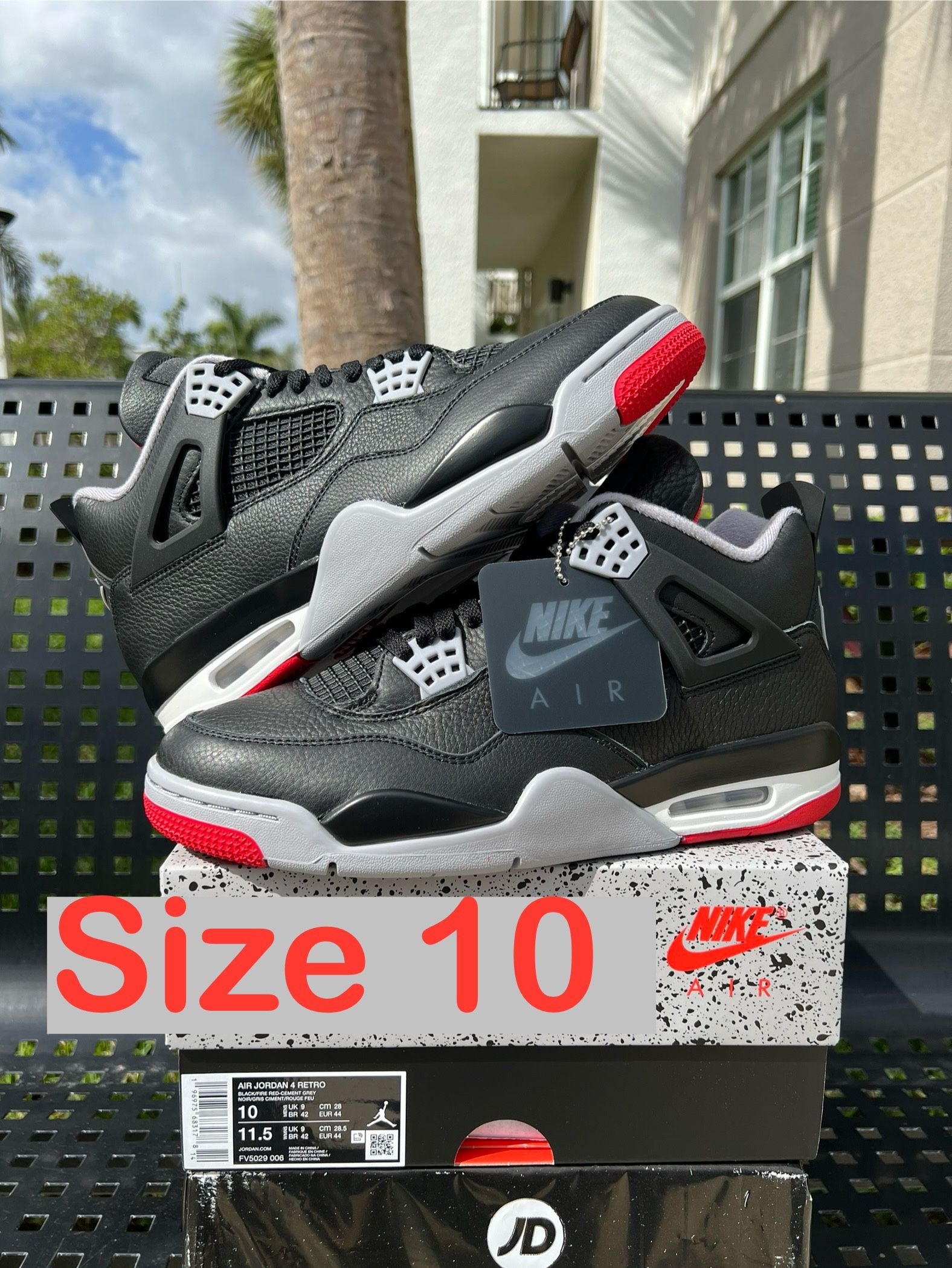 Jordan 4 BRED Size 10 DS New SB 4