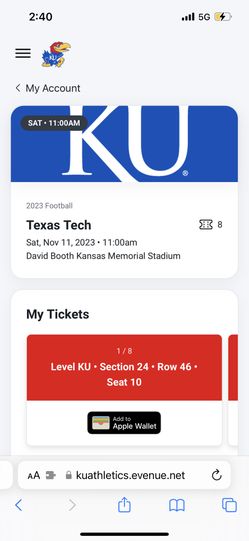 KU Tickets Tickets For Saturday Game