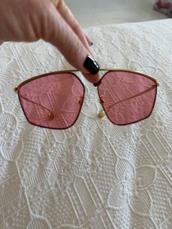 Gucci Pink Lens Gold Frame Sunglasses