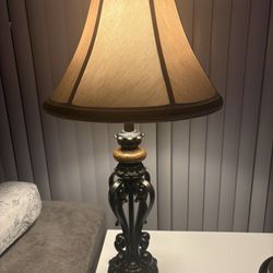 Elegant Bronze Table Lamp w/ Fabric Shade – Great Condition 