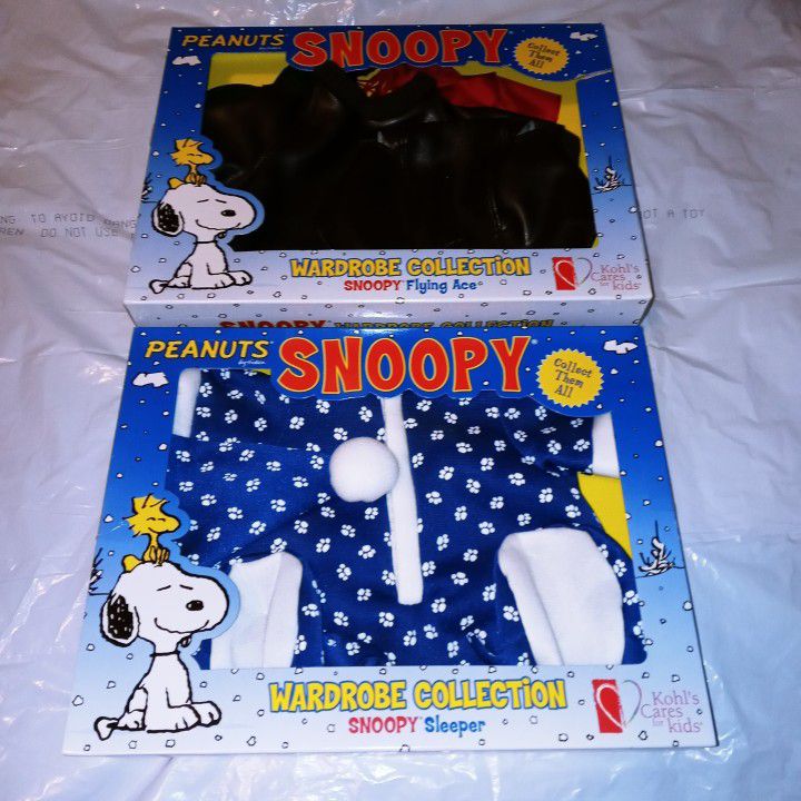 Peanuts Snoopy New Wardrobe Collection Flying Ace & Sleeper Pajamas Plush Clothes