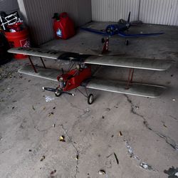 Vintage RC Biplane Red Silver NX7052N 8 Balsa Wood Frame Enya Gas Engine