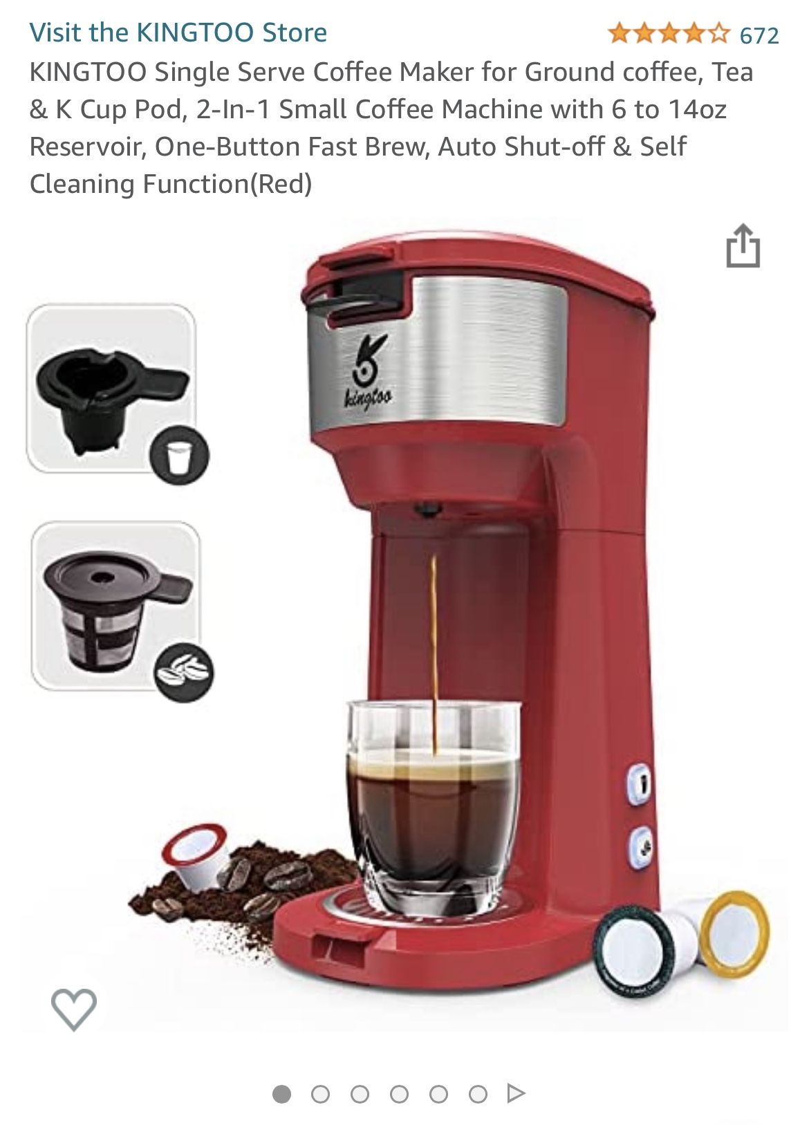 Kingtoo Red K-cup Coffee Maker