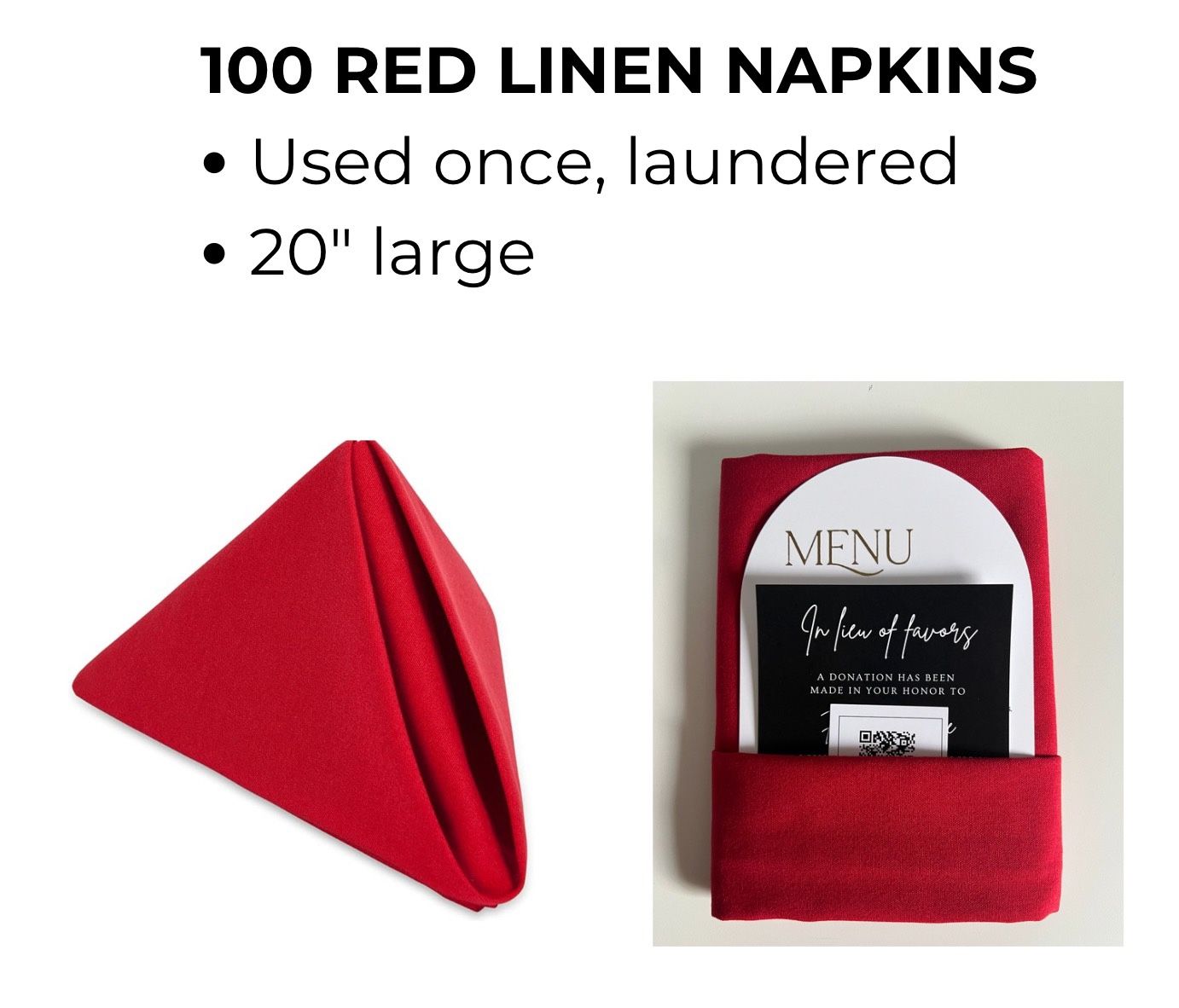 100 Large Red Linen Napkins