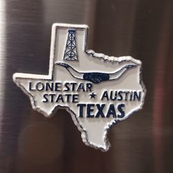 Texas The Lone Star State Shape Fridge Magnet White Blue