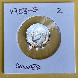 1953 - S.     Silver Circulated Roosevelt Dime.