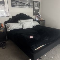 BLACK STUDDED KING BED FRAME