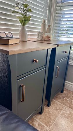 Dark Charcoal-Gray Custom Nightstands— Accent Tables
