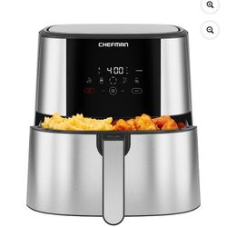 Chefman Turbo Air Fryer with Basket Divider 8 Qt Stainless Steel 